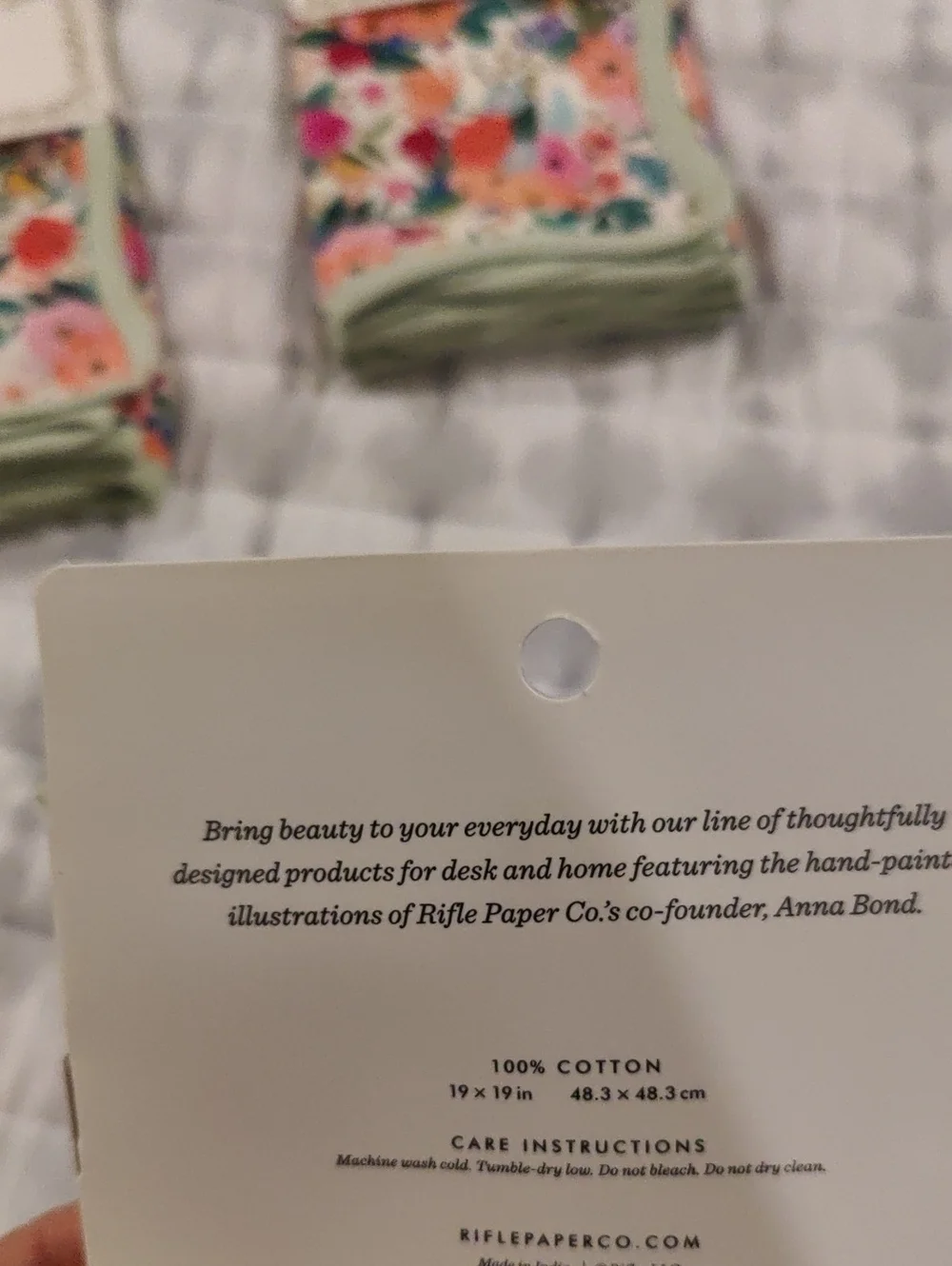 New! Set Of 6 Cotton Cloth Napkins Rifle Paper Cottagecore Retro Luxury Floral